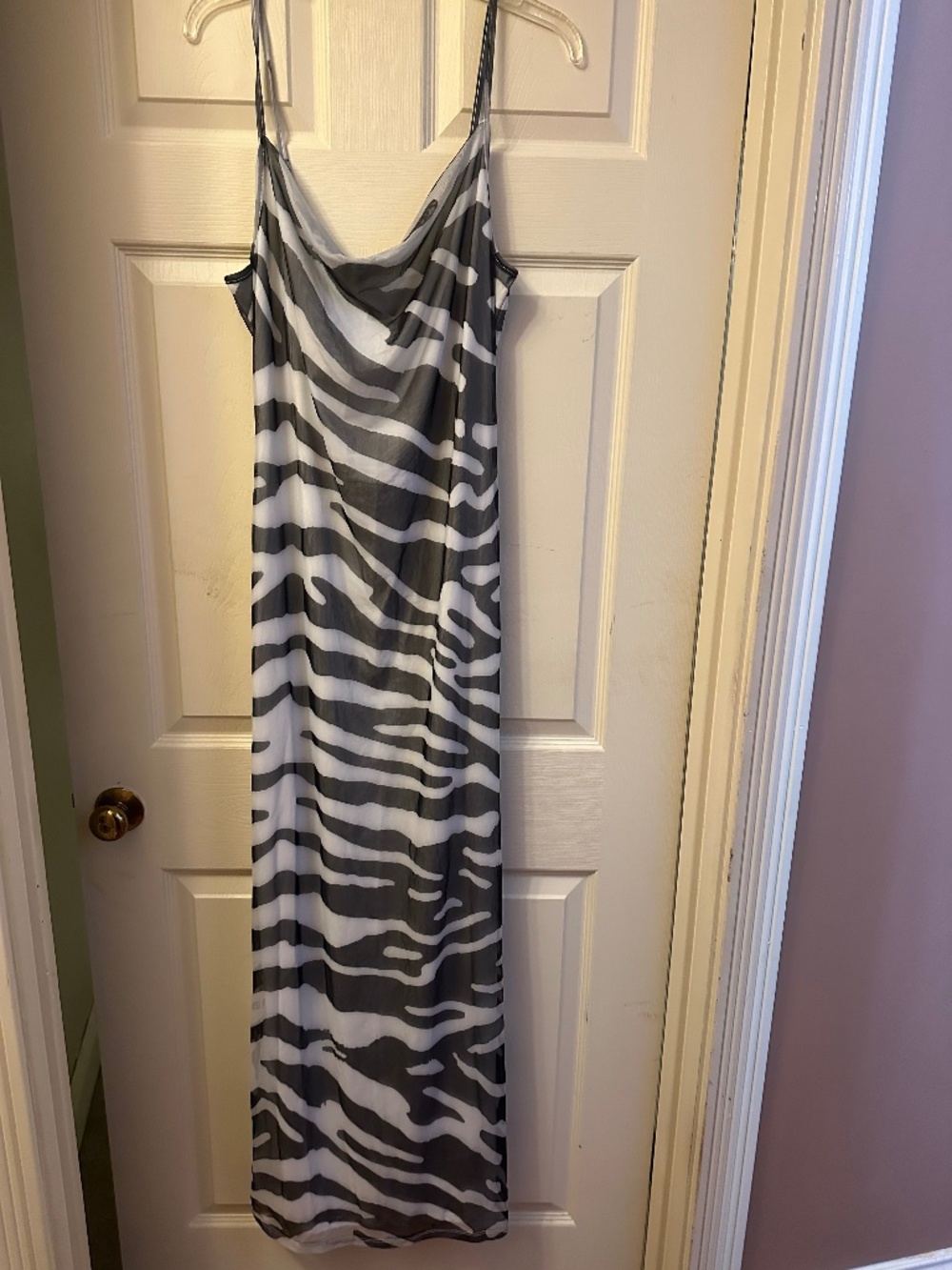 MISSGUIDED Zebra Print Cowl Neck Maxi Dress || Black and White || Size XL || NWT